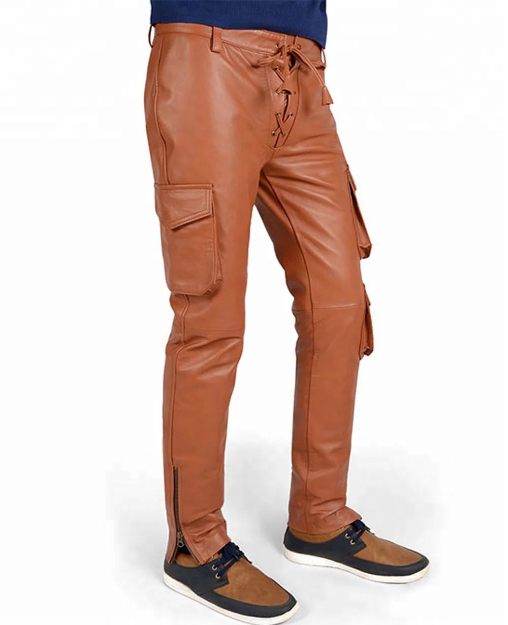 Casual Wear Men Motorcycle Wear Leather Pant, Genuine Sheepskin Leather Pants
