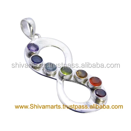 Beautiful Natural Amethyst Peridot Citrine Blue Topaz Multi Color 7 Chakra Pendant Fine Jewelry Pendants & Charms