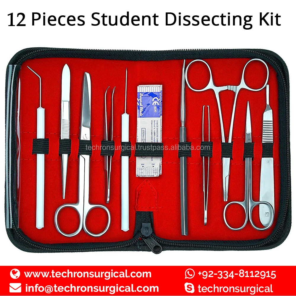 12 Pieces Doctor Student Advanced Surgery/Anatomy Dissecting Tools Kit Makers In Pakistan Surgical Instruments Factory