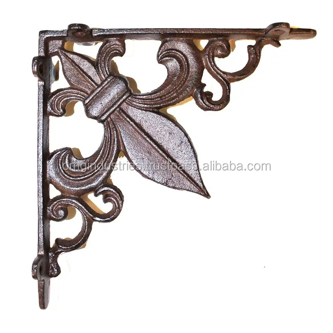 OMG Industries Antique Style Cast Iron Black Metal Wall mount Shelf Brackets