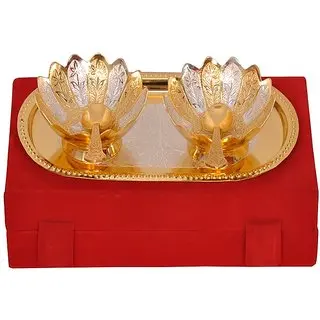 Royal Wedding Gift Plated Brass Bowl & Tray Set of 13 Pcs It will look great around your home as well as making beautiful centre