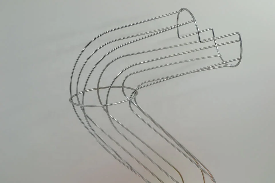 S shape standing wrought iron countertop chute fruit basket