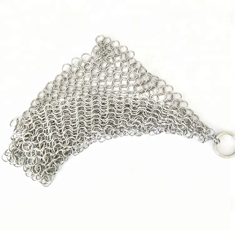 Hot sale kitchen stainless steel chain mail mesh scrubber