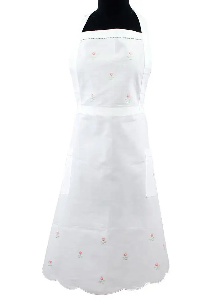 Wholesale cotton hand embroidery with lace design custom printed kitchen apron