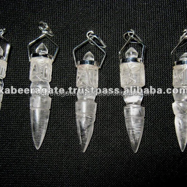 Wholesale Gemstone Phurba Pendant : Crystal Quartz Tibetan  Phurba Pendant