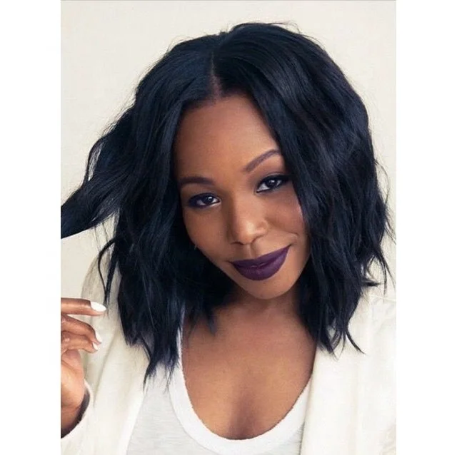 Wholesale cheap synthetic wigs lace frontal wig water Wave Heat Resistant Synthetic Hair black wig for women