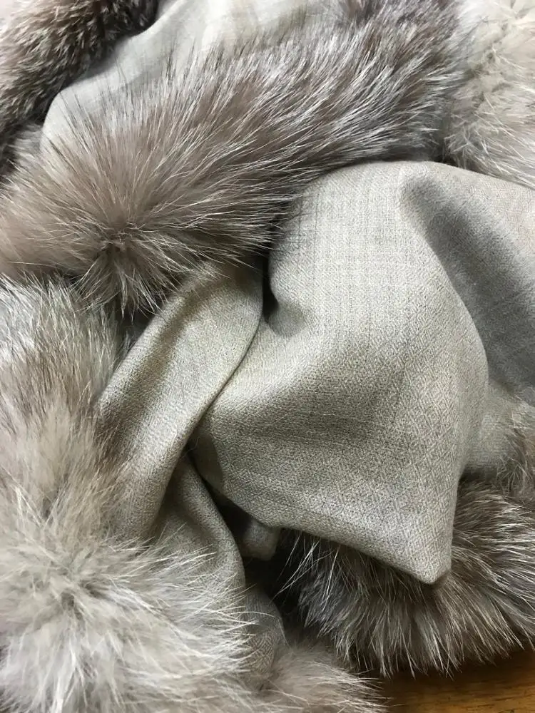 Cashmere Scarf with Fox Fur shawl ladies fur scarf winter shawl with fox fur high fashion  women scarf ladies shawl