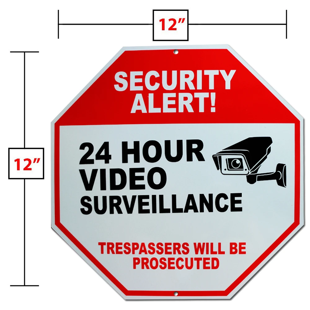 Video Surveillance Sign - 24 Hour Surveillance All Activities Are Monitored Sign- CCTV Security Signs
