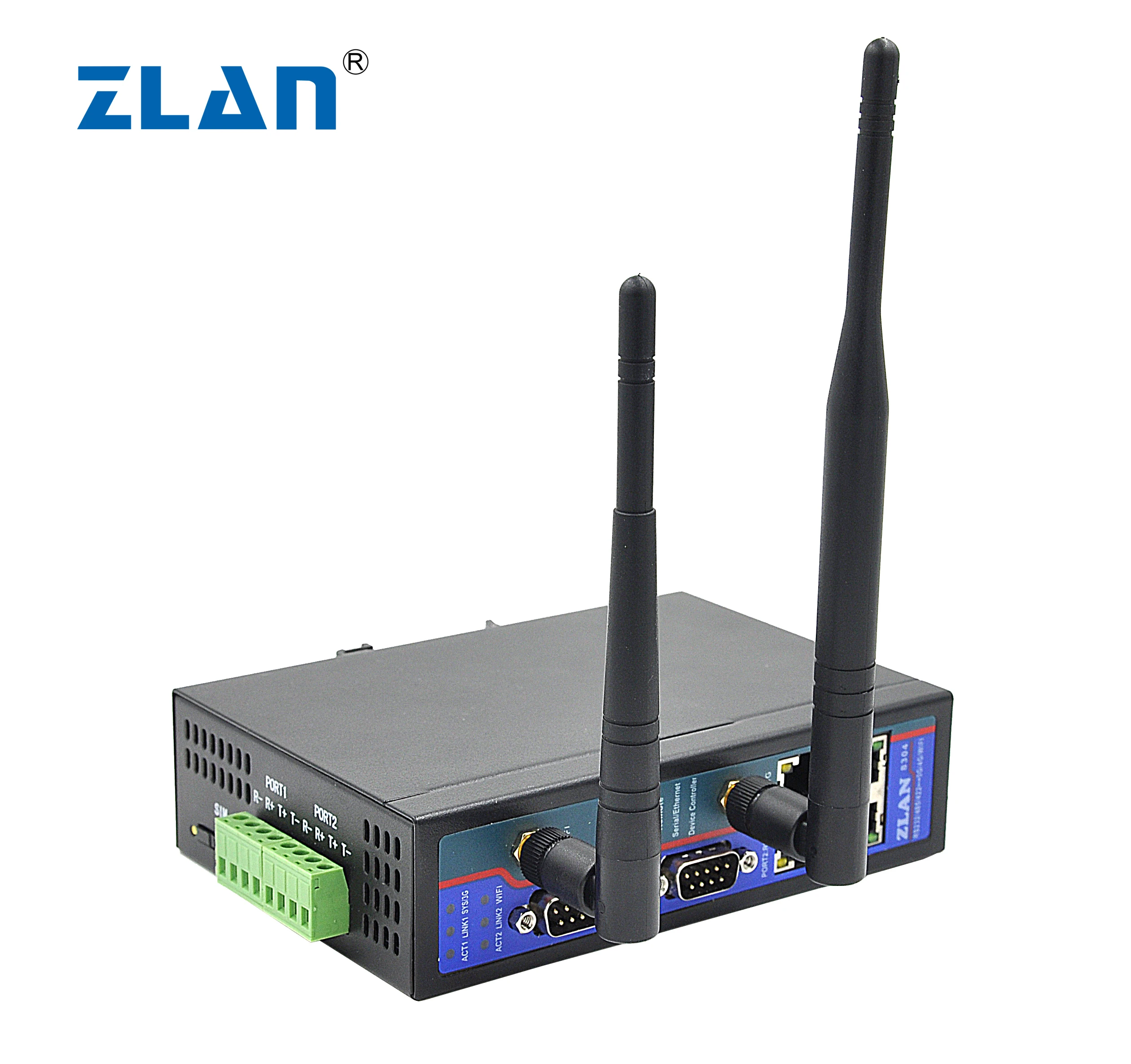 
ZLAN8304N2-3 2 ports 4 Ethernet Port 3G 4G to Wifi RS232 485 422 Mutual Conversion Router modem P2P N2N serial device server 