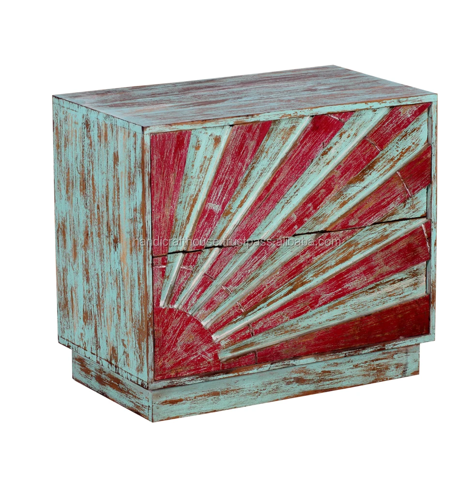 best Industrial & vintage Old Antique wood color small storage bedroom furniture nightstand