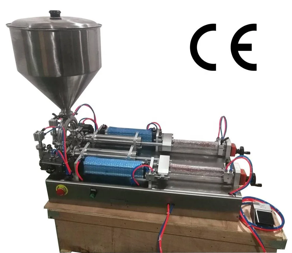 
Semiauto Full Pneumatic Double-head hand sanitize dispenser (volumetric piston filling machine, paste dosing machine, jam doser) 