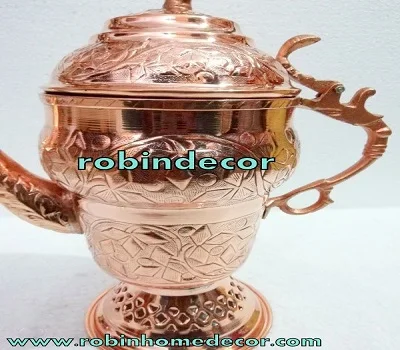 Pure Copper Embossed Designer Drink ware Pitcher Jug With Tumbler Glasses Set