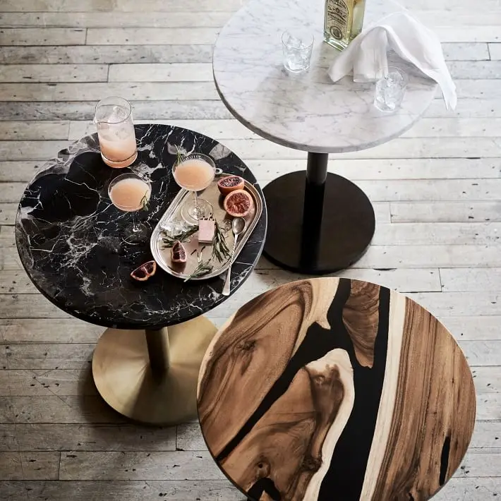 Black Marble Round Bistro Table Contract Grade dining table metal leg restaurant table dining room furniture