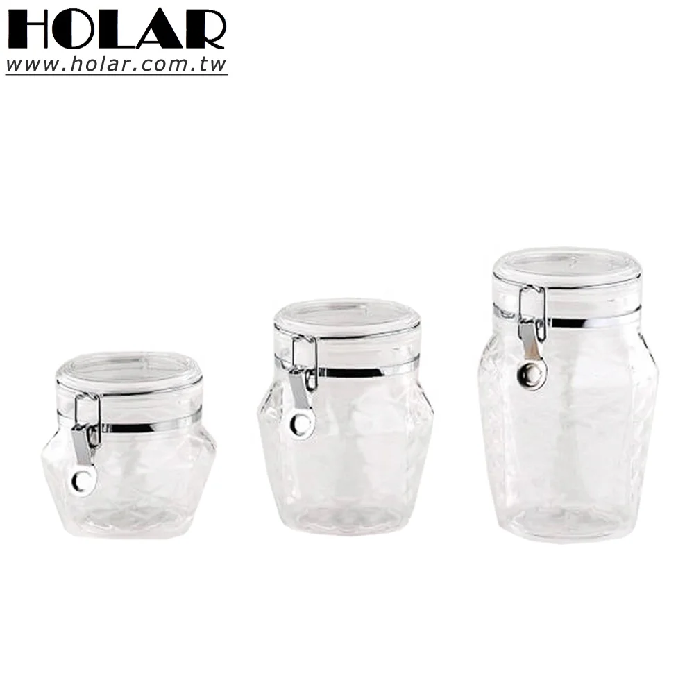 [Holar] Taiwan Made 650 1000 1250 ml Clear Canister Plastic Container for Food Spice Candy Cookie Flour Herb