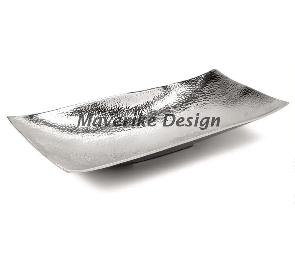 Silver Plated Metal Serving Tray With Handles For Home Wedding Parties Platters & Food service Tray Handicrafts