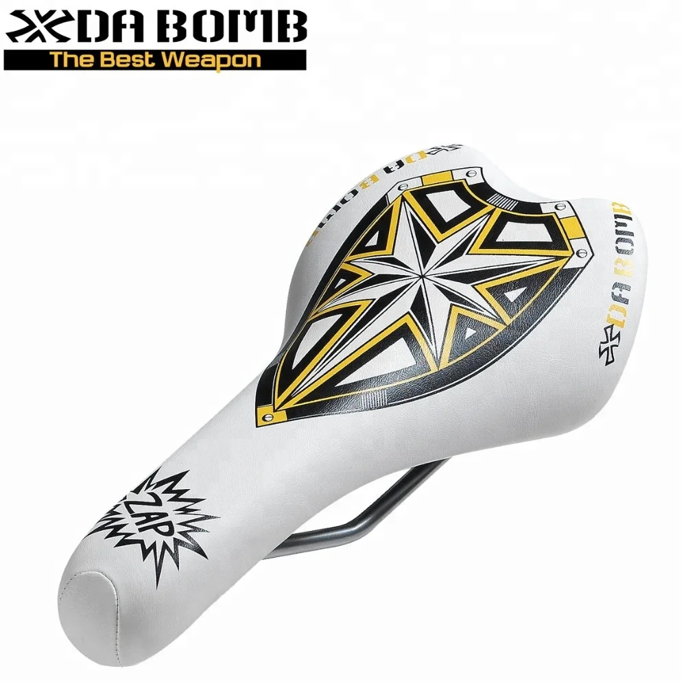 Free Shipping  On Sale DaBomb White PU MTB Bike Components Bicycle Saddle