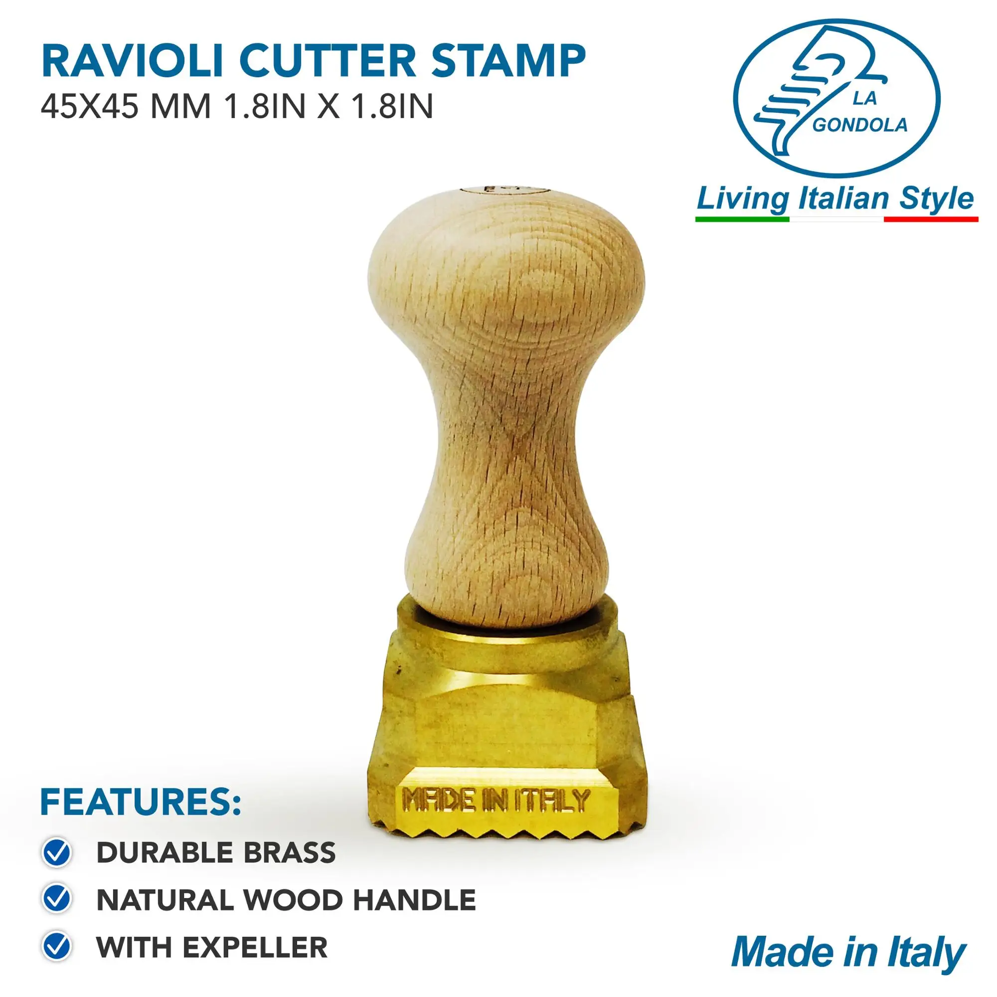 
Made in Italy Square Ravioli Cutter Stamp for Homemade or Professional Handmade Pasta 