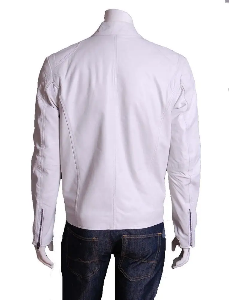 ODM Leather Jackets  Factory White Biker style Mens Jacket