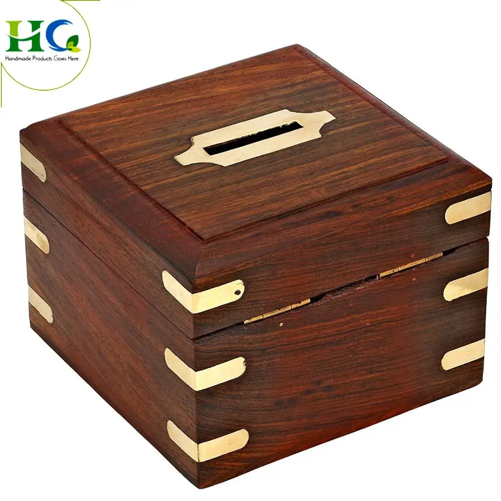 Wooden Square Shape Money Bank/Piggy Bank/Coin Bank