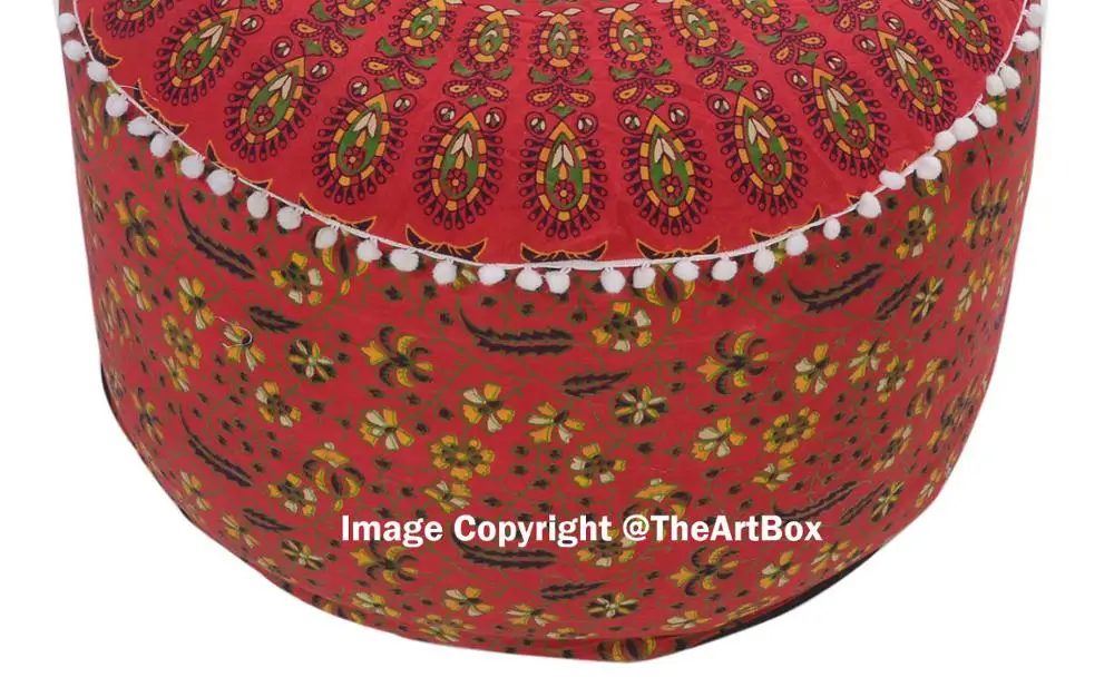 Indian Room Decor Seating Pouffe Cotton Foot Stool Floor Bohemian Pouf Ottoman For Foldable Storage Feature For Hall Kitchen
