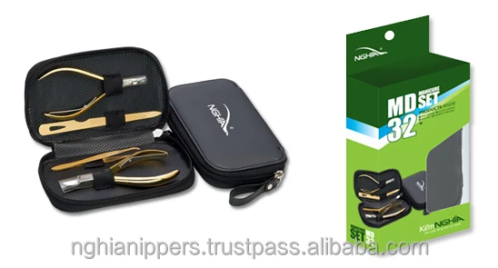 Fashion gold nail manicure set with Leather case MD-32 Grooming Kit Manicure Set Pedicure Toe Nail Art Tools Set Kits