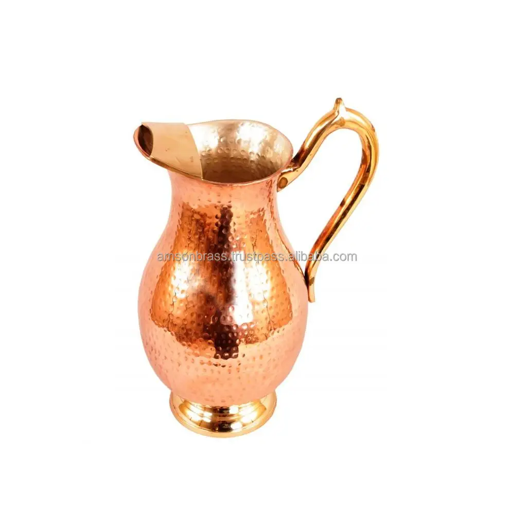 Hot Sale Copper Jug Premium Quality Pure Copper Water Pitcher / Hammered Pitcher Dining Table Decoration Copper Pitcher