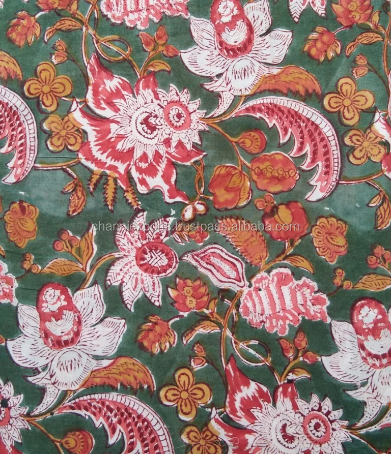 Beautiful Hand Block Print Fabric 100% Cotton For Sewing Crafting Dressmaking Running Natural Dye Sanganeri Fabric Floral print
