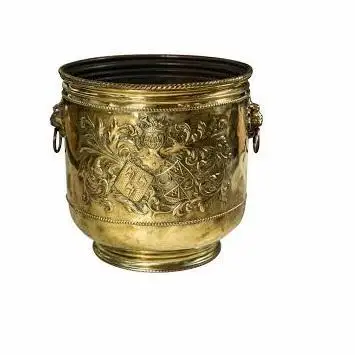 LARGE BRASS FLOWER POT