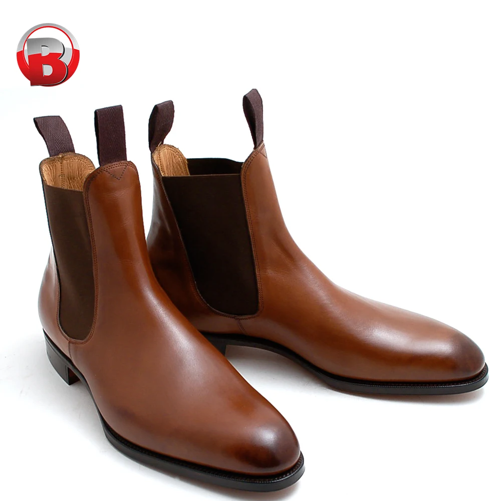 Brown Genuine Leather Chelsea mens boots, 2020 Men Waterproof All Season Chelsea boots