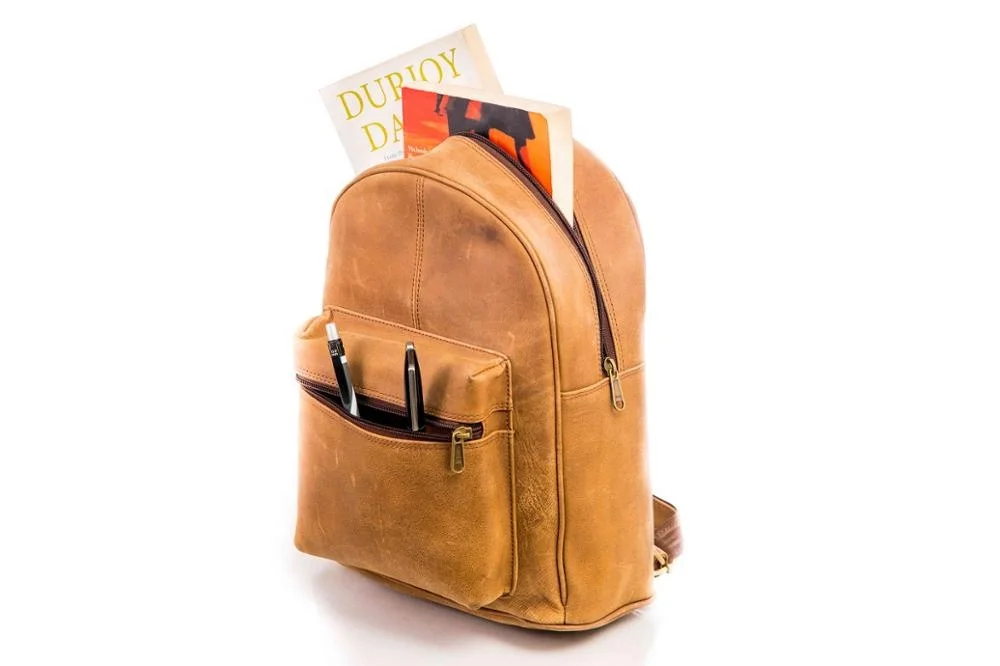 Drop shipping big capacity popular leather backpack fashion travel backpack