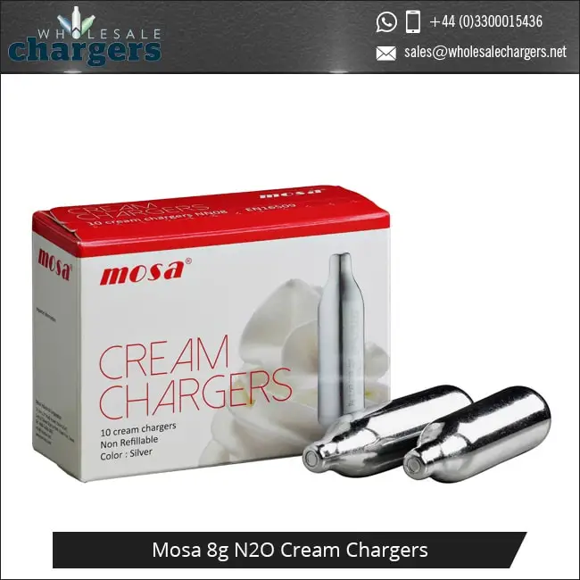 
Mosa Cream Chargers Available in Packs of 10, 24 and 50 