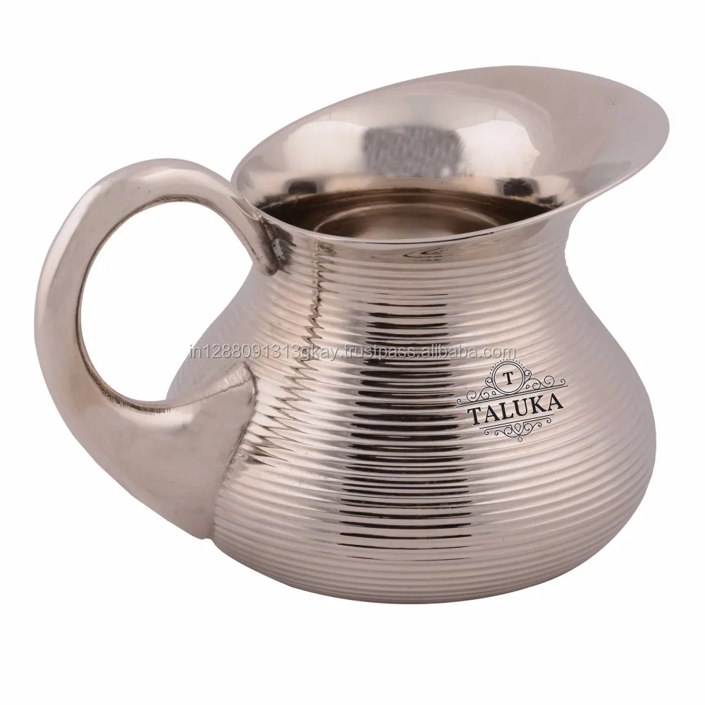 Solid Full Ribbed Nickle Plated Water Storage Brass Jug
