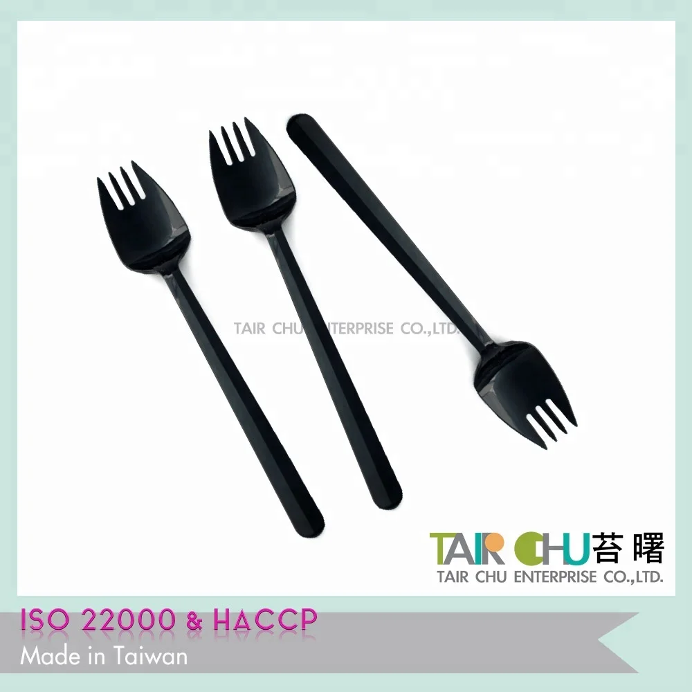 Food Grade 18cm length PS Long Handle Disposable White Plastic Spork