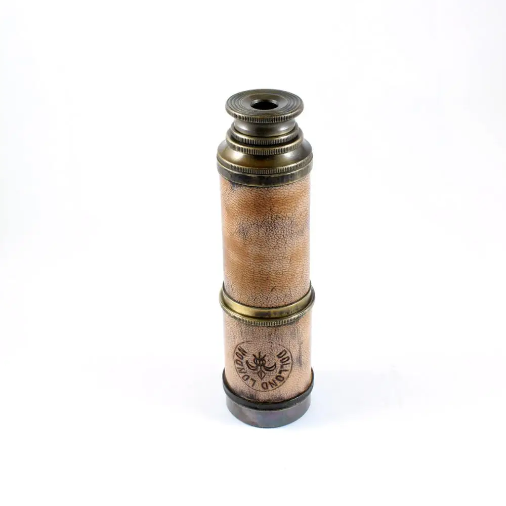 Dollond London Antique Vintage Finish Brass 18 Inch telescope in Wooden Square Box with Leather Grip