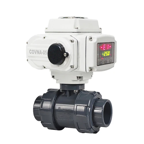 COVNA AC220V 4-20mA Intelligent Type Electric UPVC Ball Valve PVC Ball Valve Electric Actuator UPVC Double Union Ball Valve