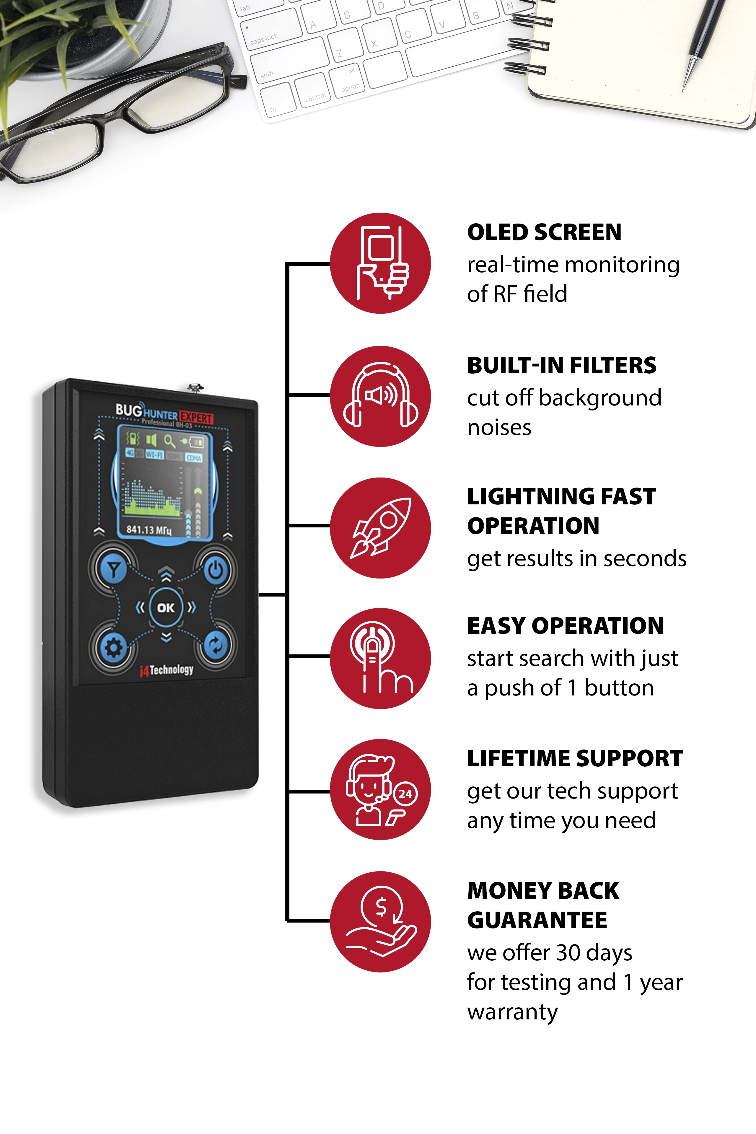 Hidden Spy Camera and Spy Bug Detector Finder BH-03 Professional Expert (FCC & CE compliant)