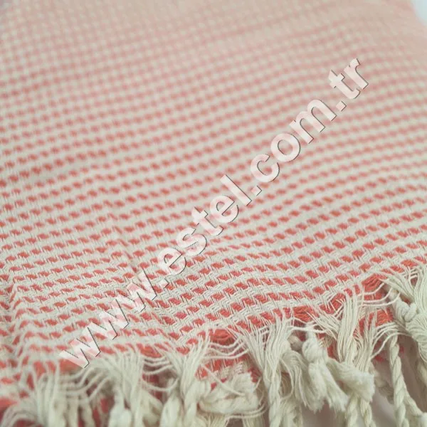 Chess Design  Orange Color  Multipurpose Beach  Towel 100 % Cotton Made in Turkey HandWoven Twisted Fringes