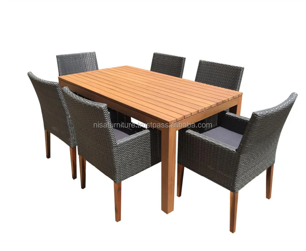 Плетеные прямоугольные обеденные стулья и стол из тикового дерева уличная мебель ротанговый стул другая для дома