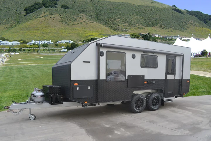 
Factory Supply Cheap Price Off Road Travel Caravan Trailer with Inflatable Awning for Sale 