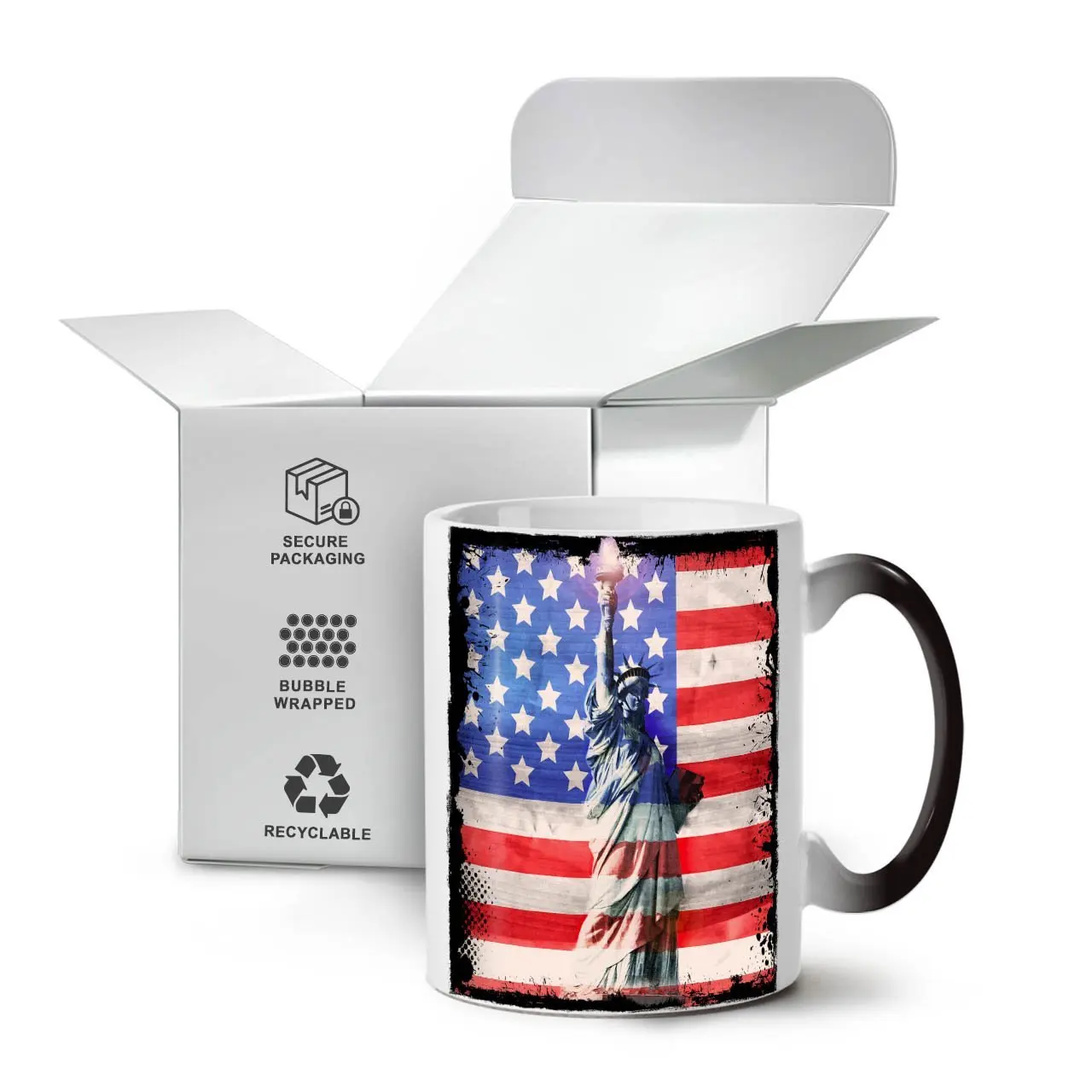 Customized magic mug hot water photo changing cups with handle