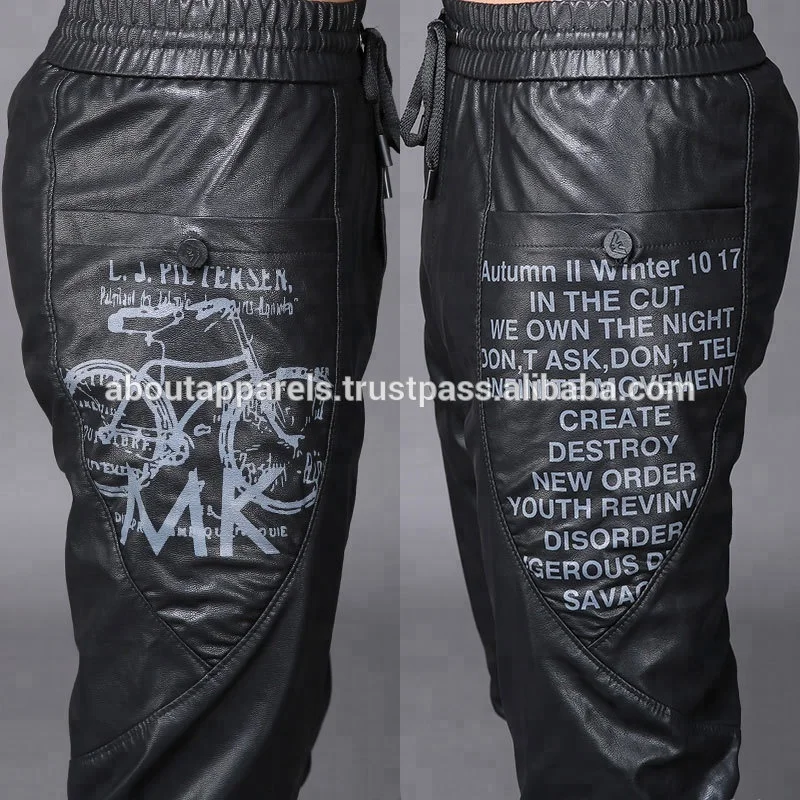100% Genuine Top quality Buffalo Leather Pants For Men genuine sheepskin motorbike Leather Pants