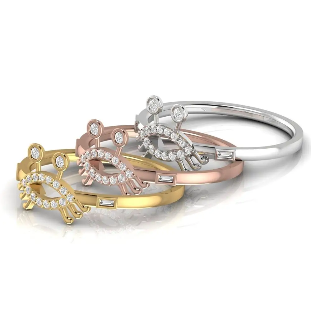 Symbolic Natural Diamond Ring 18kt Yellow White Rose Gold 1.63 Grams Jewelry