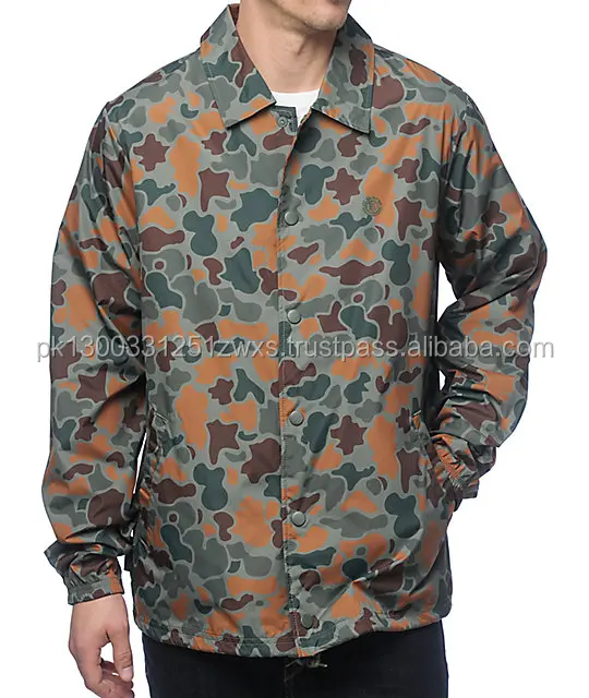 Custom camo coaches jacket lightweight windbreaker jacket,Camo Printed Custom Nylon Coach jackets