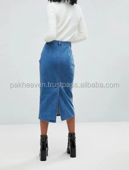 custom Denim Skirt jeans short skirt Functional pockets oem embroidery logo adult cheap plus size