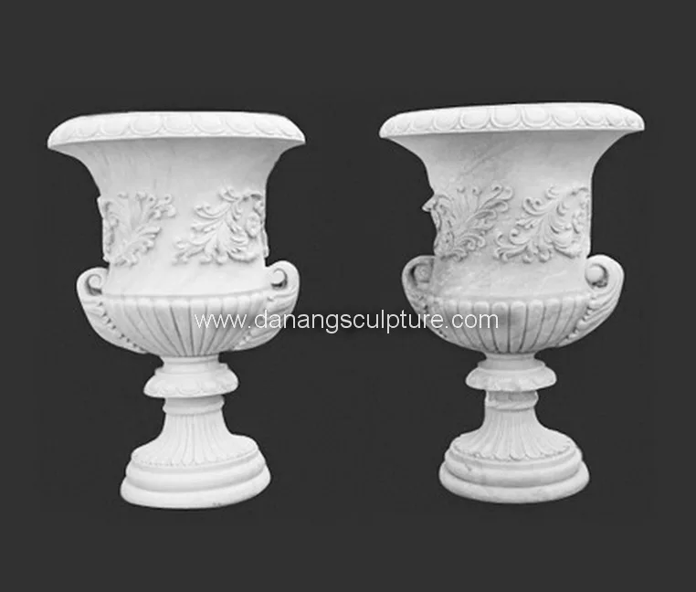 Hand carved yellow marble indoor planter pot flowerpot natural stone DSF-LH04