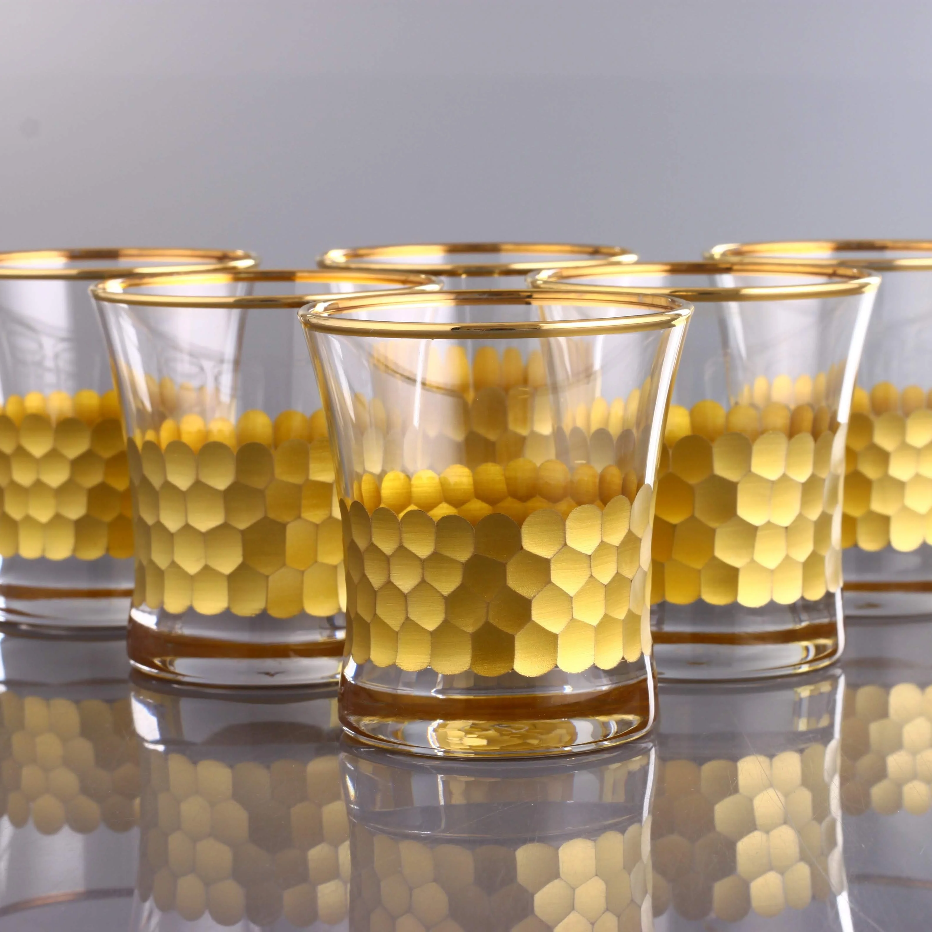 
420014 Water Glass ( Set of 6 ) Decor: Petek - Color: Gold 