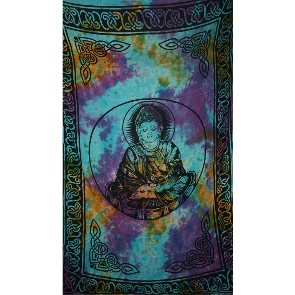 Cotton printed meditation Lord Buddha wall decor Indian throw wall art printed Indian wall hangings tapestry