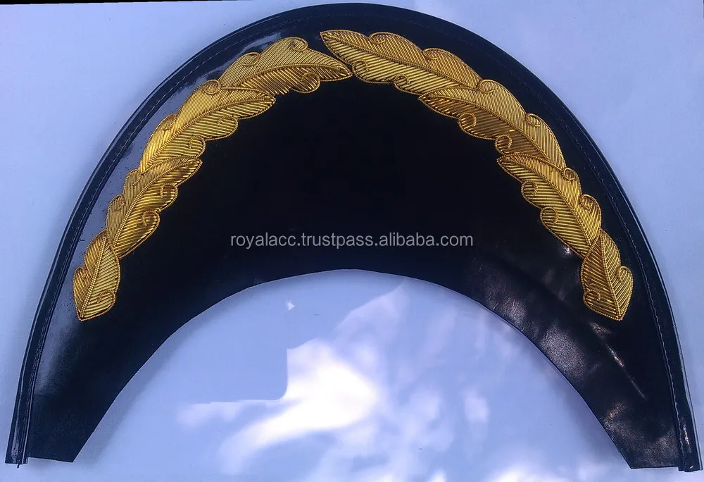 hand embroidery peck for hat gold wire peck for visor hat officer hat components in whole sale cheap price