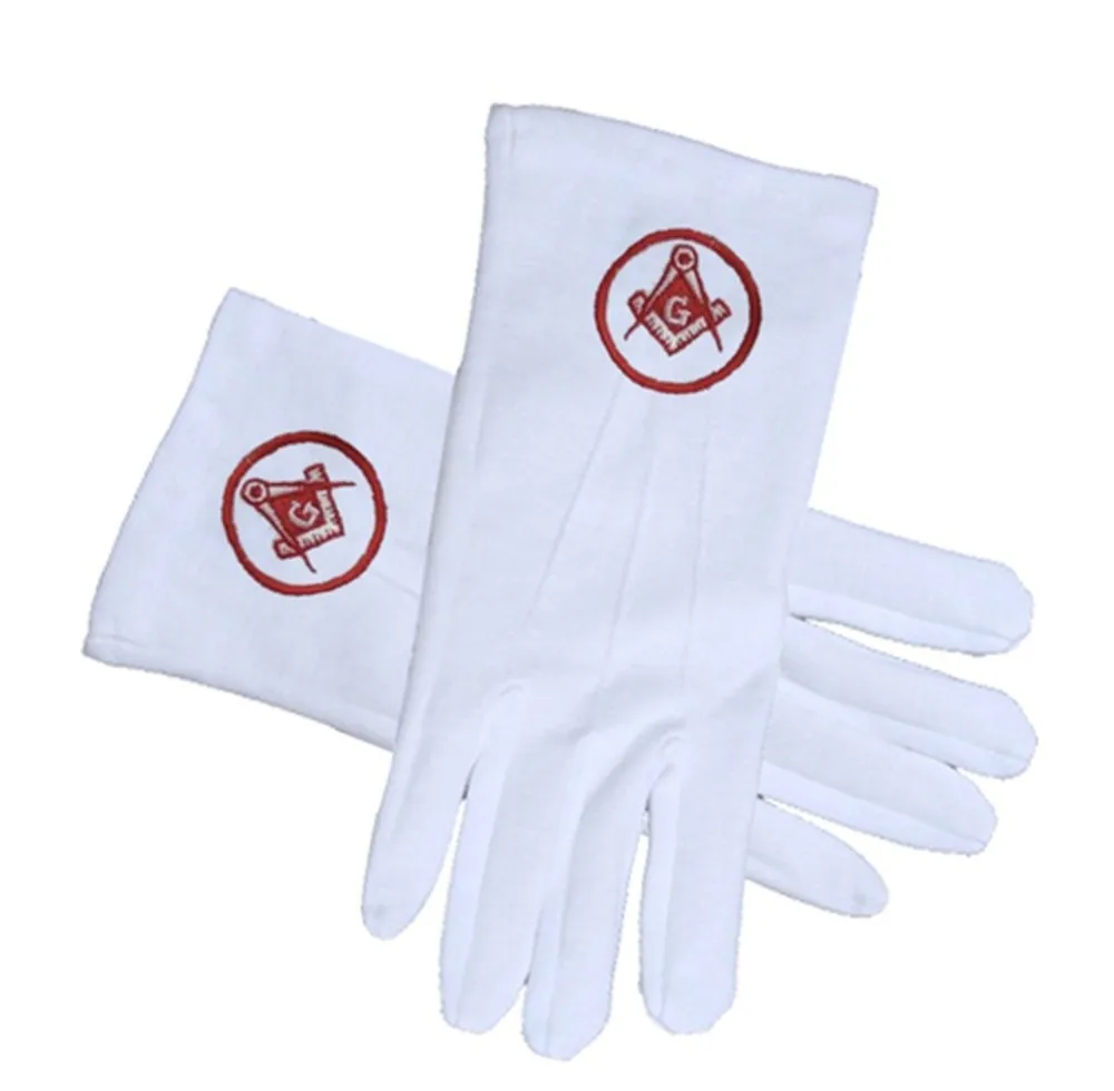 wholesale masonic gloves Masonic Regalia White Soft Leather Gloves with Square Compass and G (X Large)
