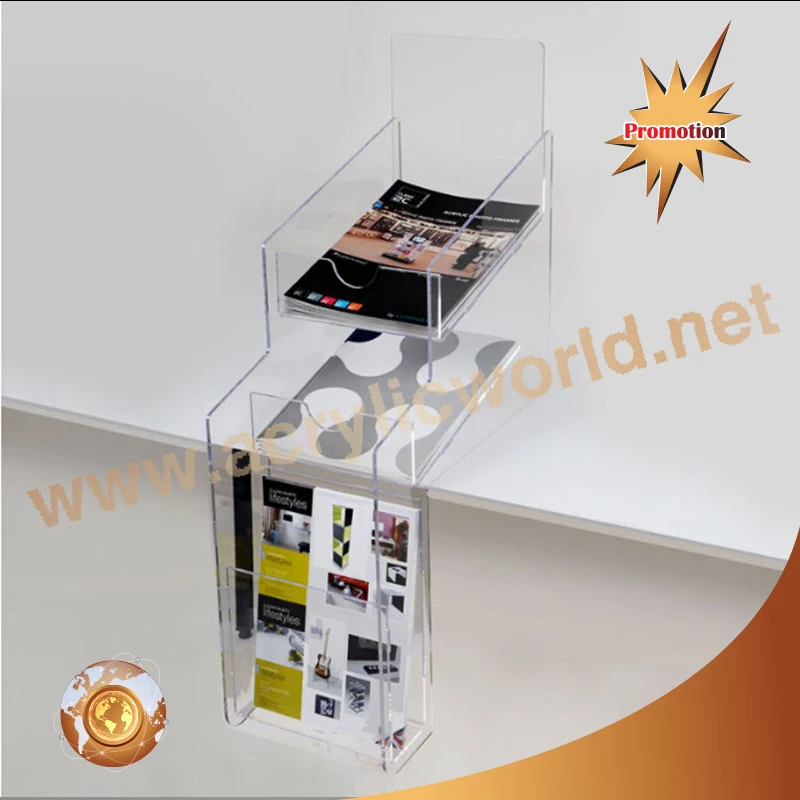 Подгонянный акриловый дисплей для брошюр/акриловый стенд брошюр/полка журналов акриловая стойка брошюр